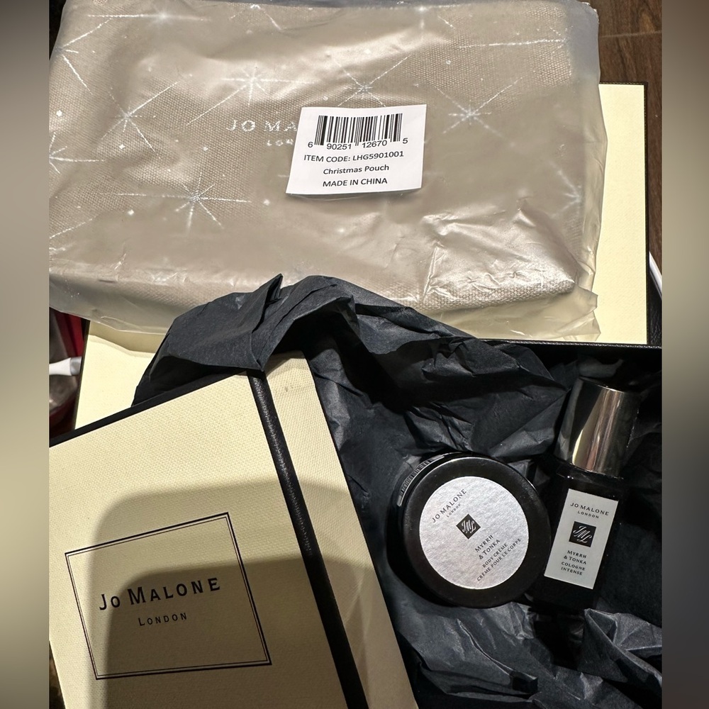 Jo Malone gift set myrrh tonka cologne & body cream Cosmetic Pouch tan